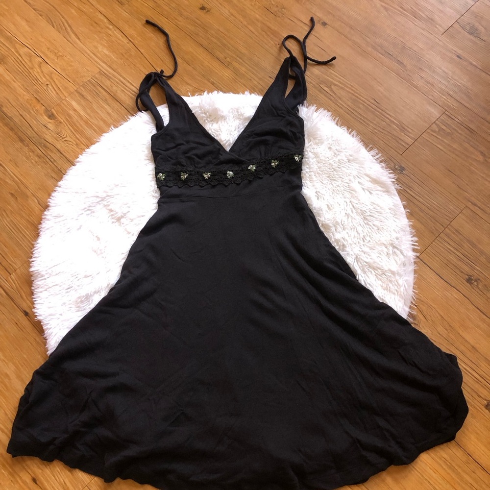 Free People Black  Dress with Flower Detail
